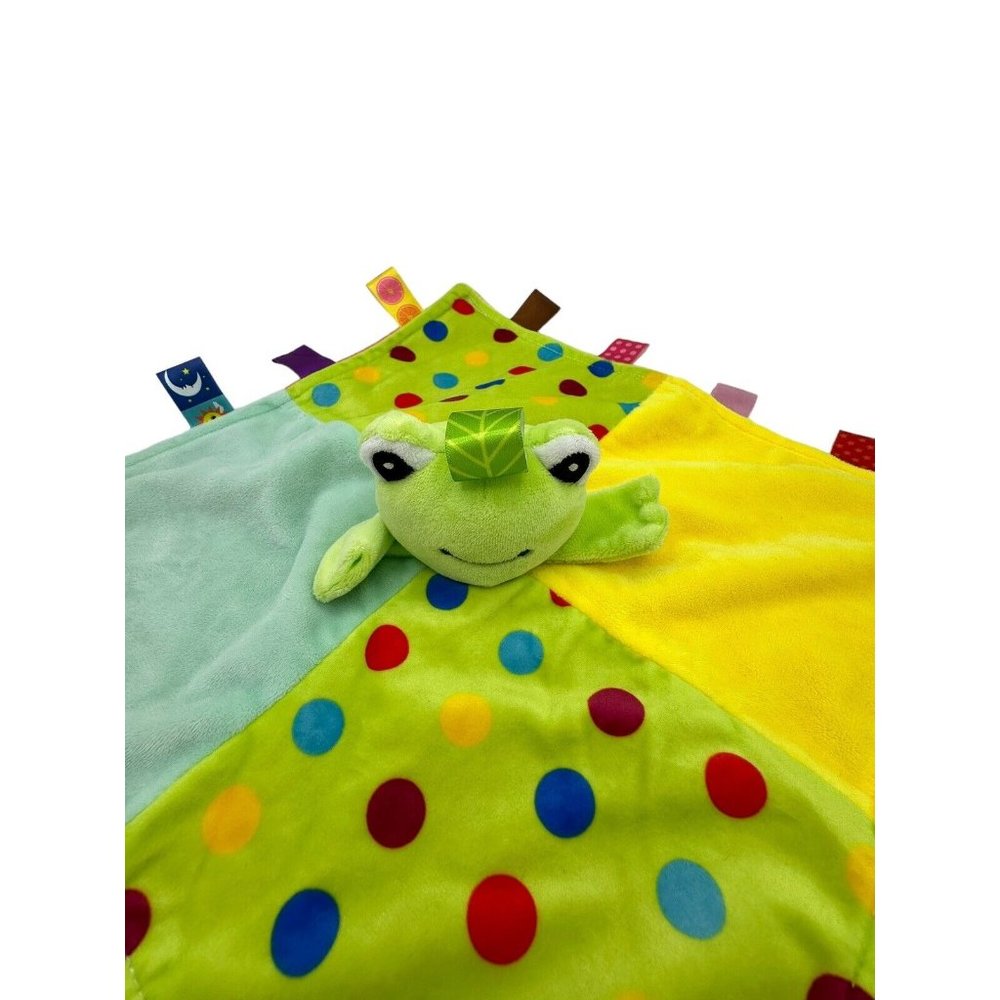 CongErle Patchwork Plush Green Frog Rattle Silky Satin Ribbons Lovey - Picture 2 of 5